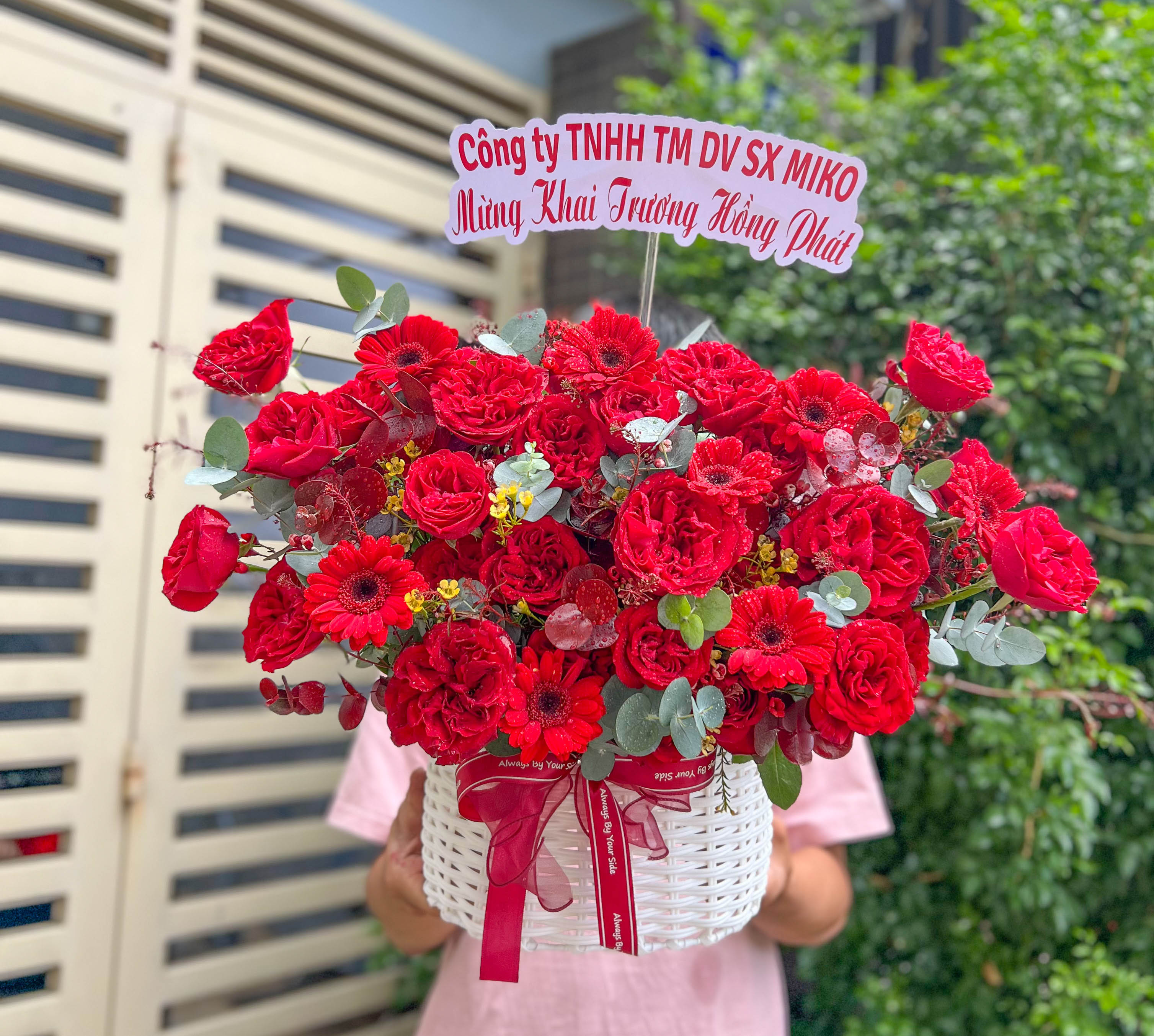 GIỎ KHAI TRƯƠNG TONE ĐỎ MAY MẮN - GH91